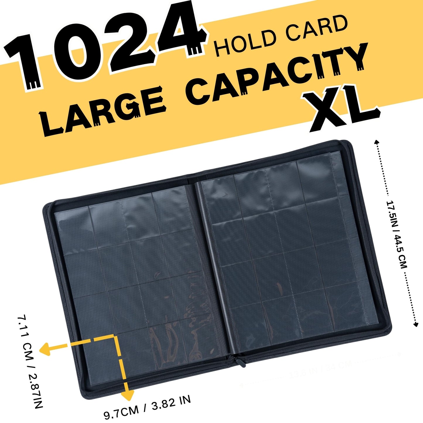 KUOOKING 1000+ Pockets Trading Card Binder, 16-Pocket Card Ablum Compatible with MTG,Sports Cards & Other Standard Size Trading Cards (Black)