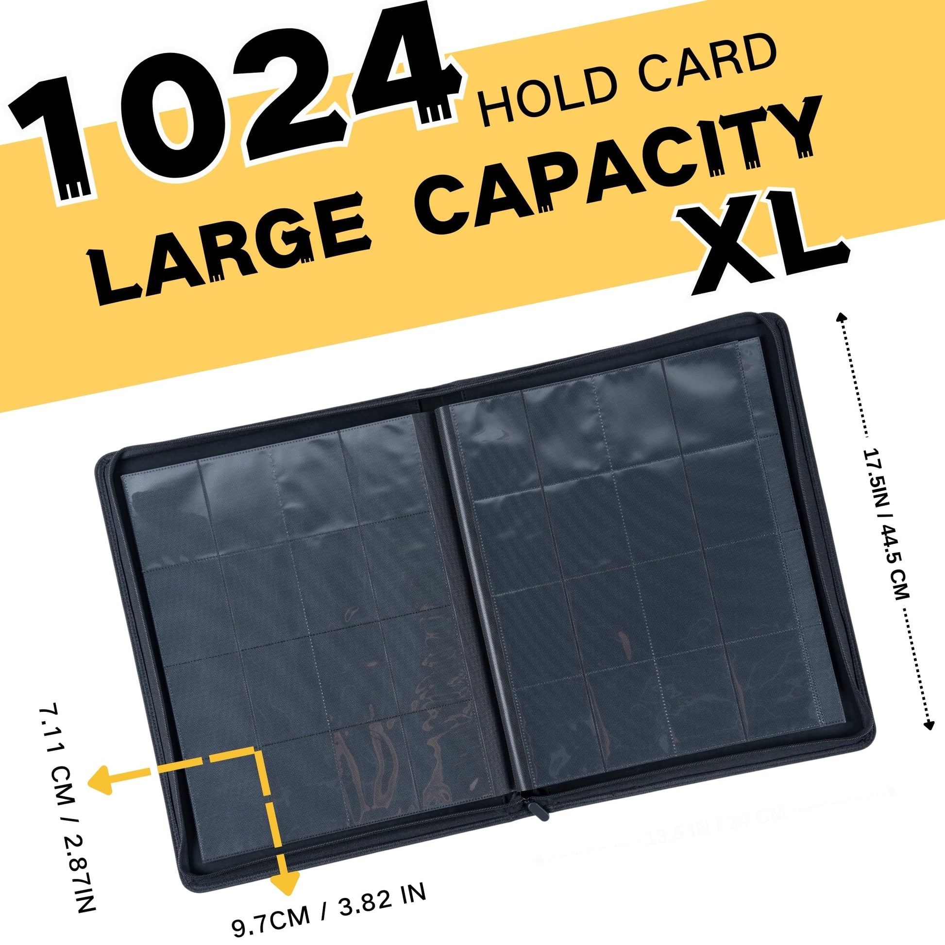 KUOOKING 1000+ Pockets Trading Card Binder, 16-Pocket Card Ablum Compatible with MTG,Sports Cards & Other Standard Size Trading Cards (Black)