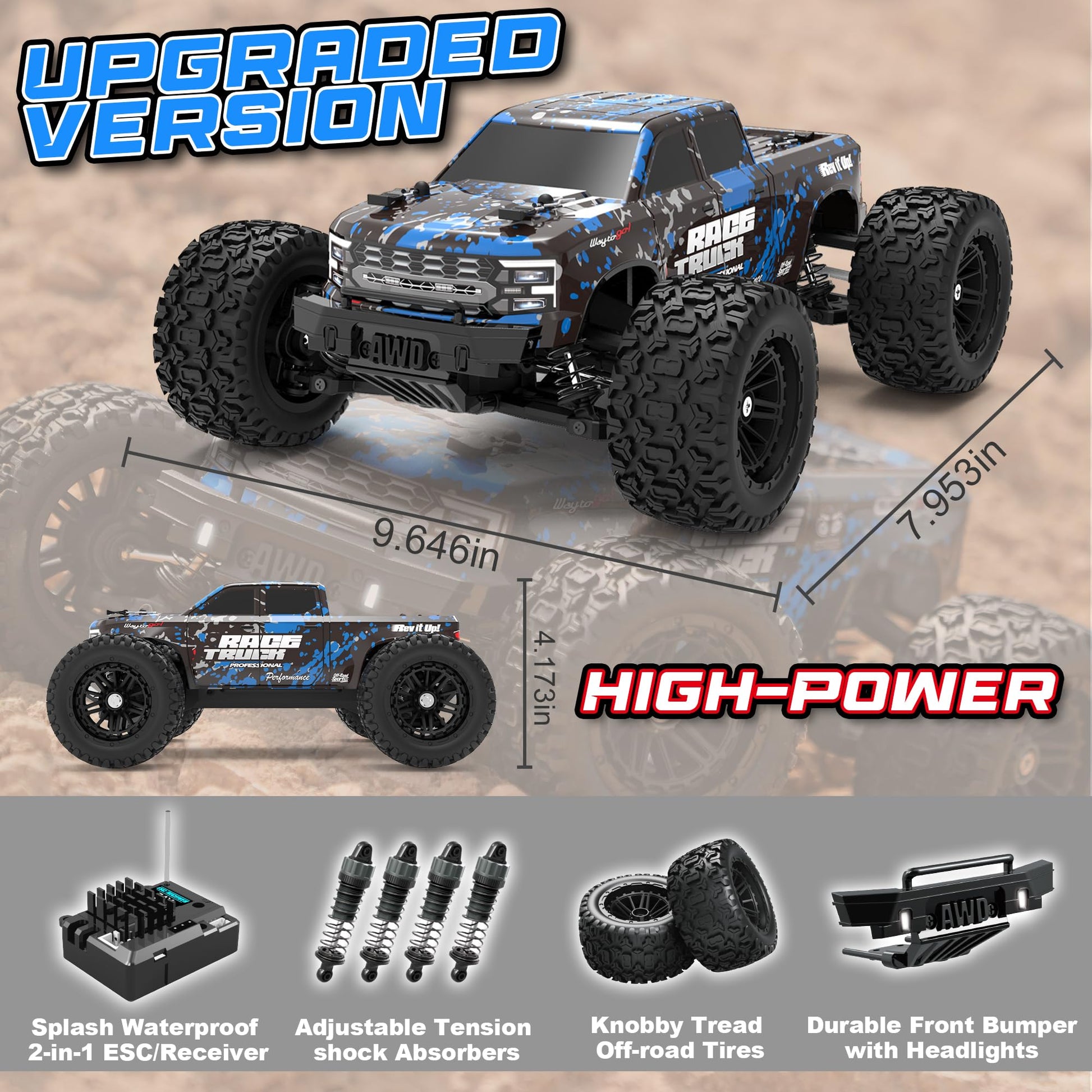 HAIBOXING RC Cars 1/18 Scale 4WD Off-Road Monster Trucks with 36+KM/H High Speed, 2.4 GHz Remote-Controlled Electric All Terrain Waterproof Vehicles