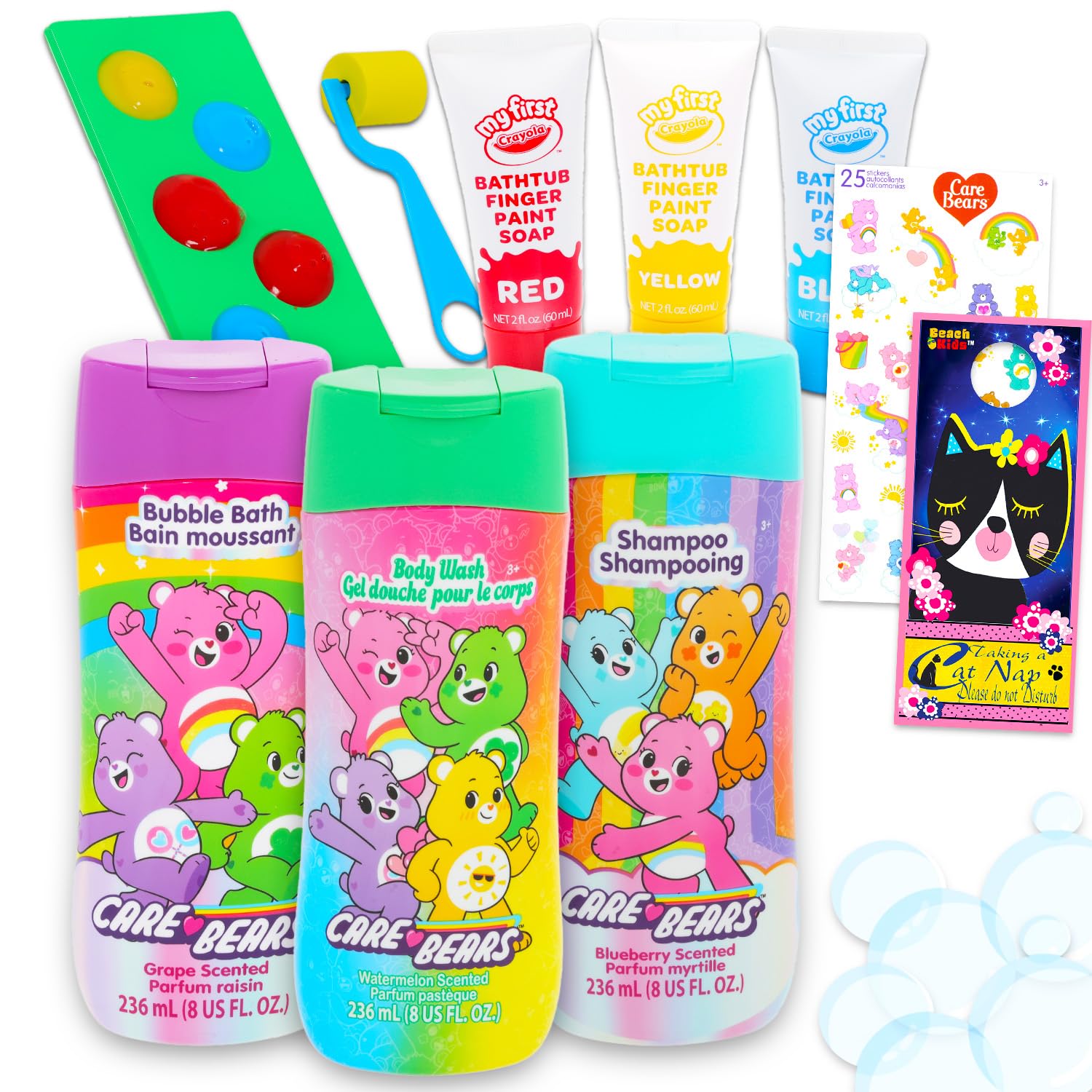 Ultimate Care Bears Bathroom Set - Bundle with Shampoo, Body Wash, Bubble Bath, Bath Paint, Stickers, More | Care Bears Bath and Shower Supplies Kit