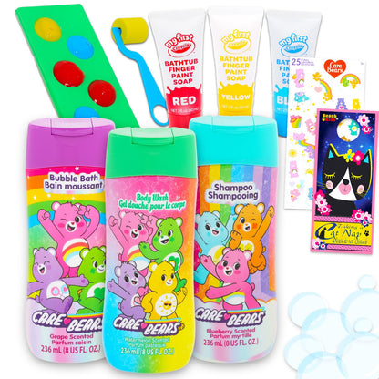 Ultimate Care Bears Bathroom Set - Bundle with Shampoo, Body Wash, Bubble Bath, Bath Paint, Stickers, More | Care Bears Bath and Shower Supplies Kit