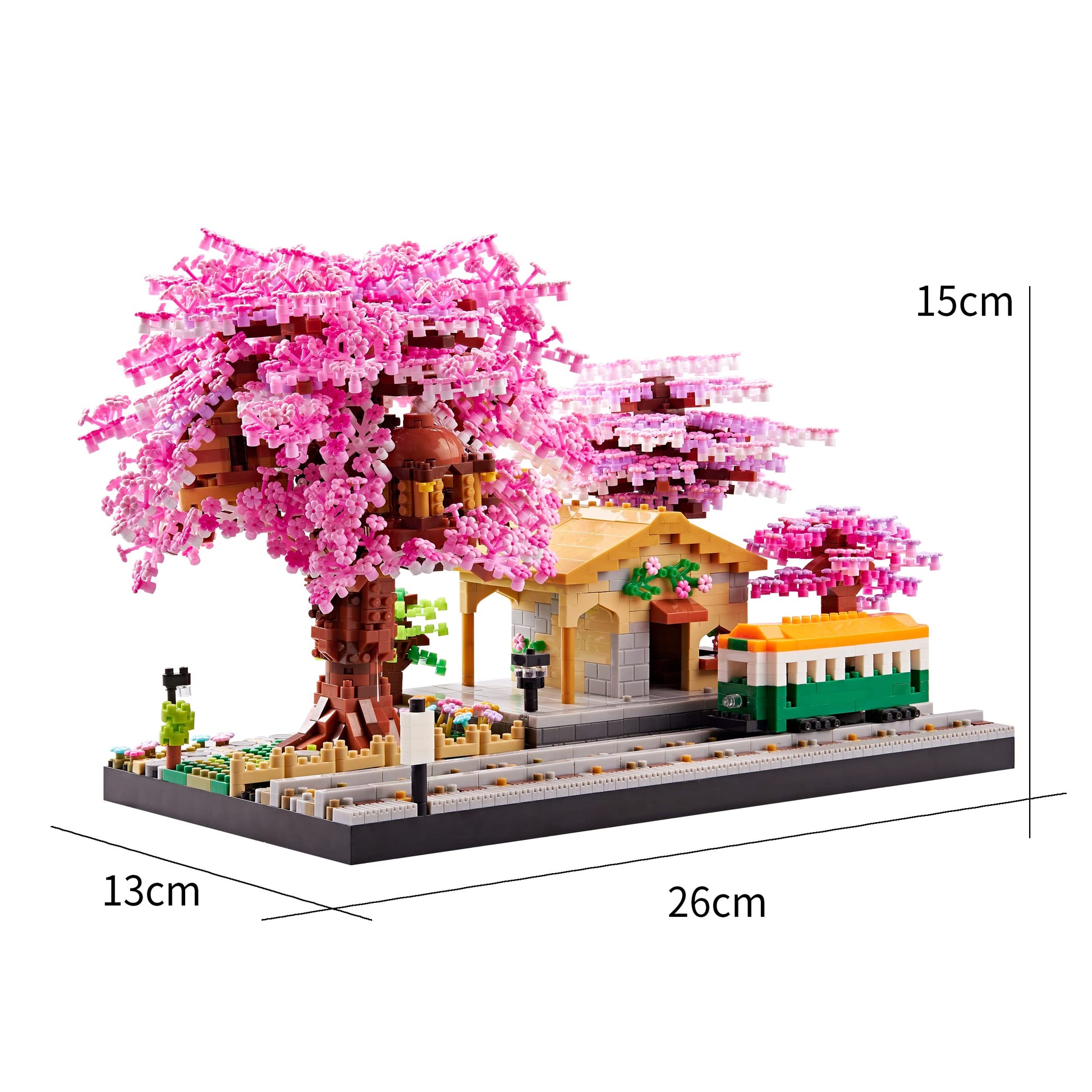 DOLBLOCK Japanese Cherry Blossom Tree Flower House Micro Building Blocks Set for Adults Bus Station Mini Bricks Model, Treehouse, Decorative