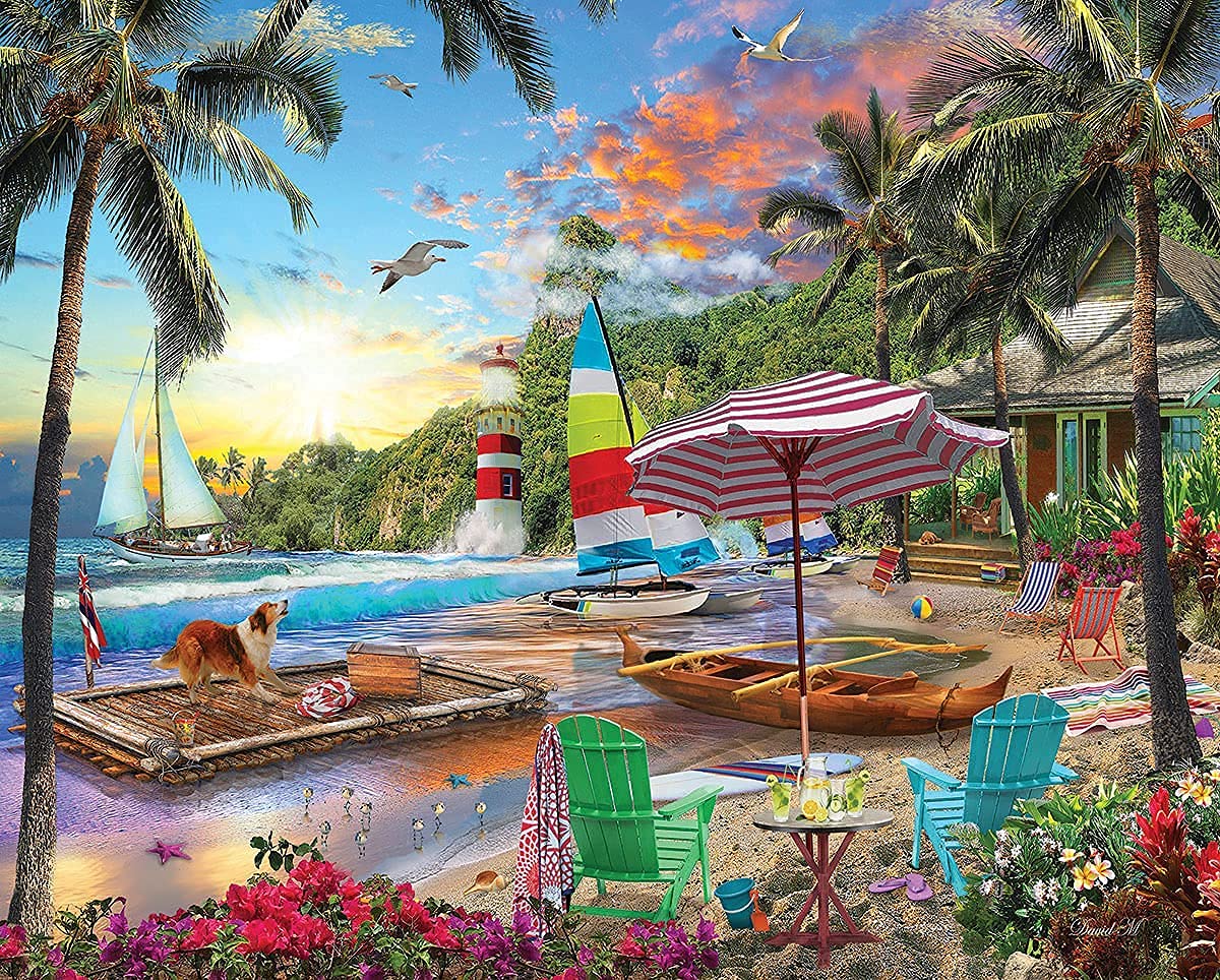 White Mountain 500 Piece Jigsaw Puzzle Spring Sailboat, Beach Holiday