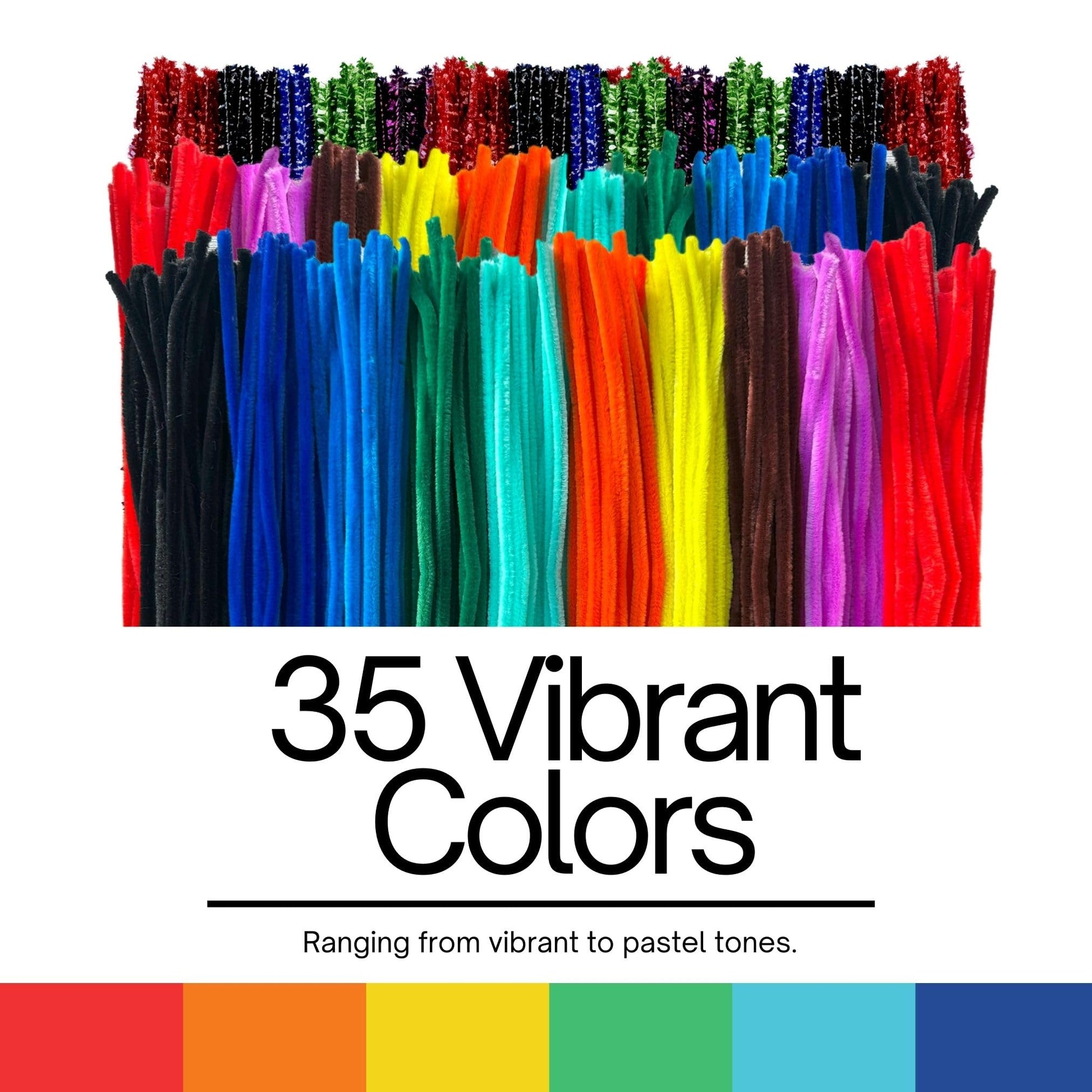 Performore Colorful Pipe Cleaners Craft Set 350-Pack Chenille Stem Wires in 35 Bright Colors 5mm Thick Reusable Twistable Fuzzy Sticks DIY Art