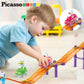 PicassoTiles Magnetic Race Track Car Slide Magnet Building Blocks Tiles Sensory Toys for Kids Toddlers Include Trucks Character Action Figures STEM