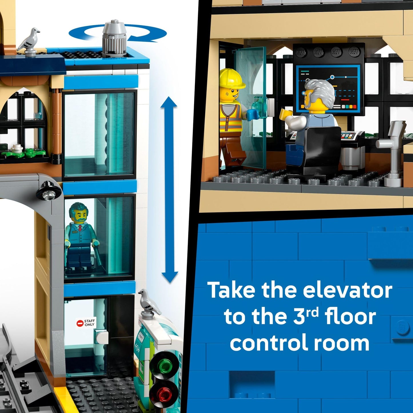 LEGO City Central Train Station Building Toy - Multi-Level Pretend Play Set for Boys & Girls, Ages 7+ - Building Blocks for Kids - Gift Idea