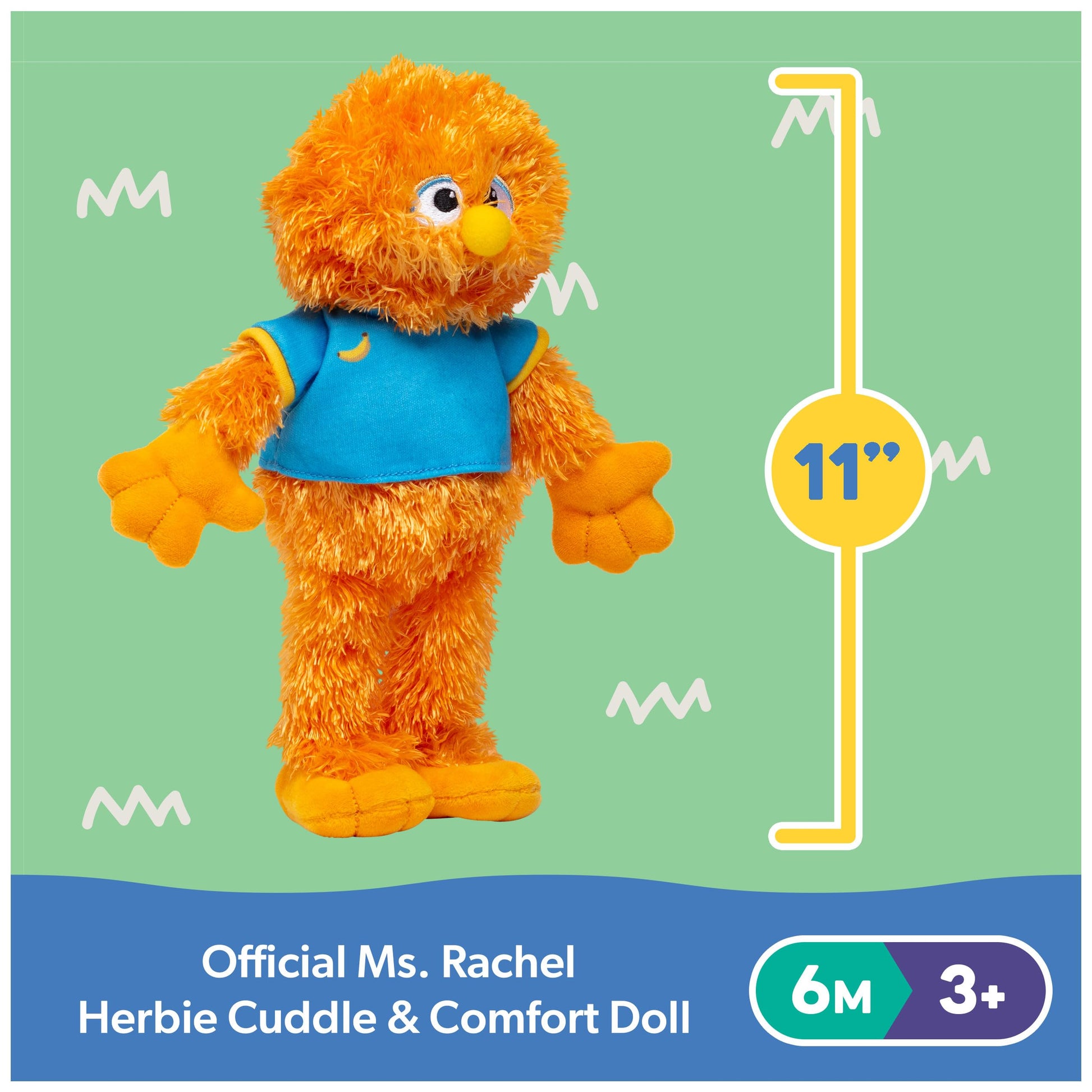 Ms. Rachel Official Herbie Cuddle & Comfort Friend Doll, 11” Premium Plush Baby Toy, Toddler Toys for Girls & Boys for Ages 6 Months to 3+