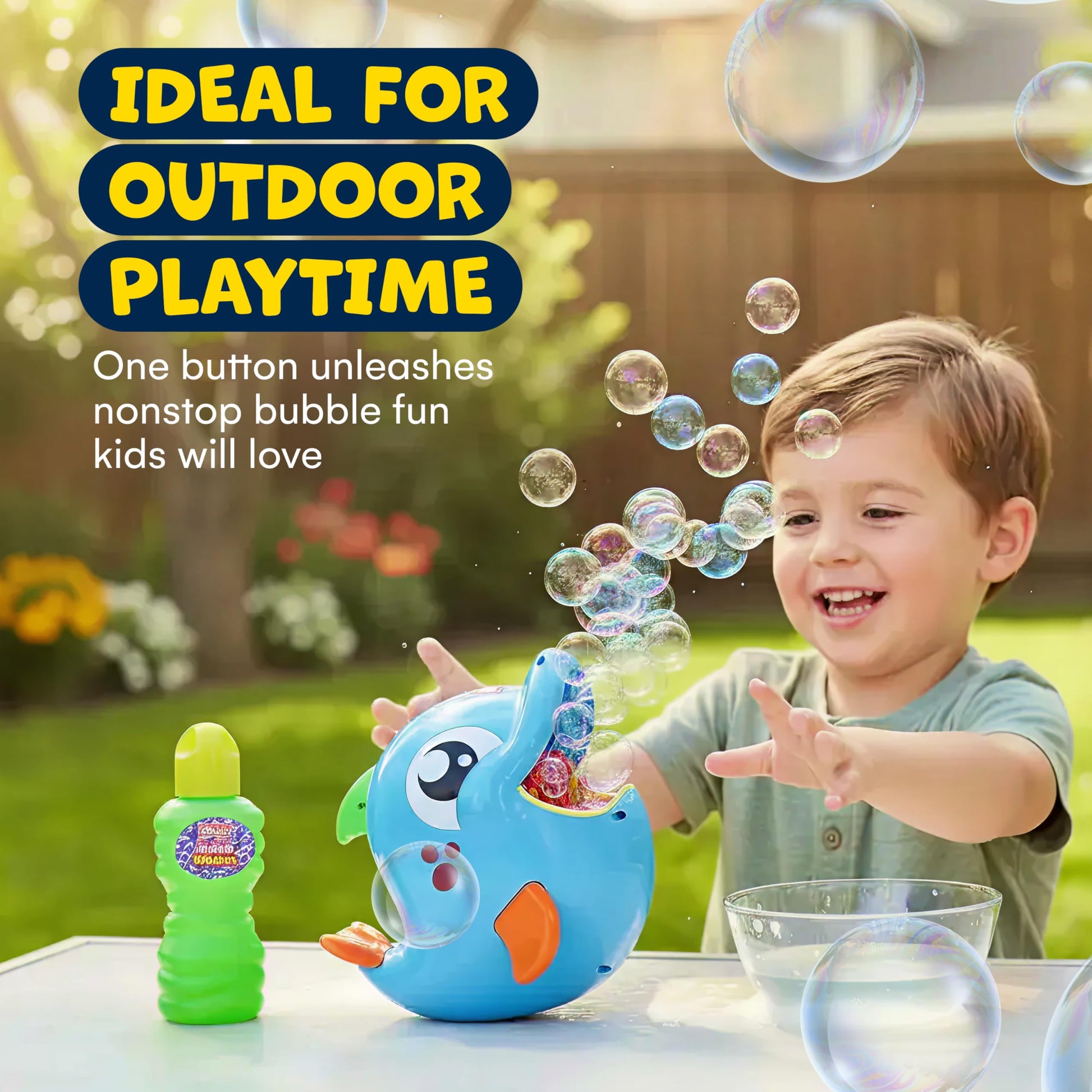 Kidzlane Bubble Maker Machine for Kids - Big Bubbles Speed Blower for Toddler's Outdoor Party Play - Makes 500 to 1000 per Minute (Bubble Dolphin)