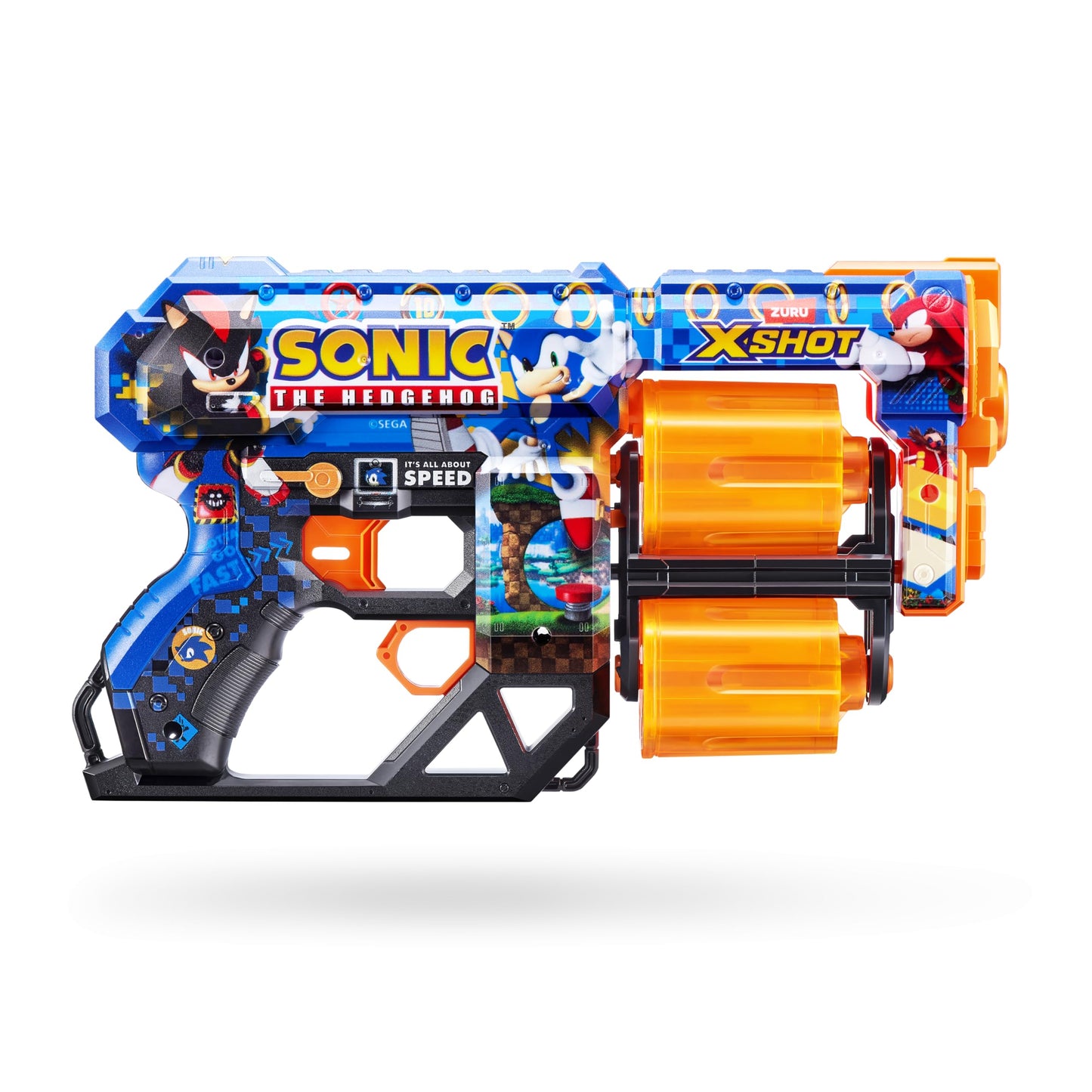X-Shot Skins Dread Foam Blaster (12 Dart) by ZURU x Sonic The Hedgehog Toy for Kids, Teens, Adults