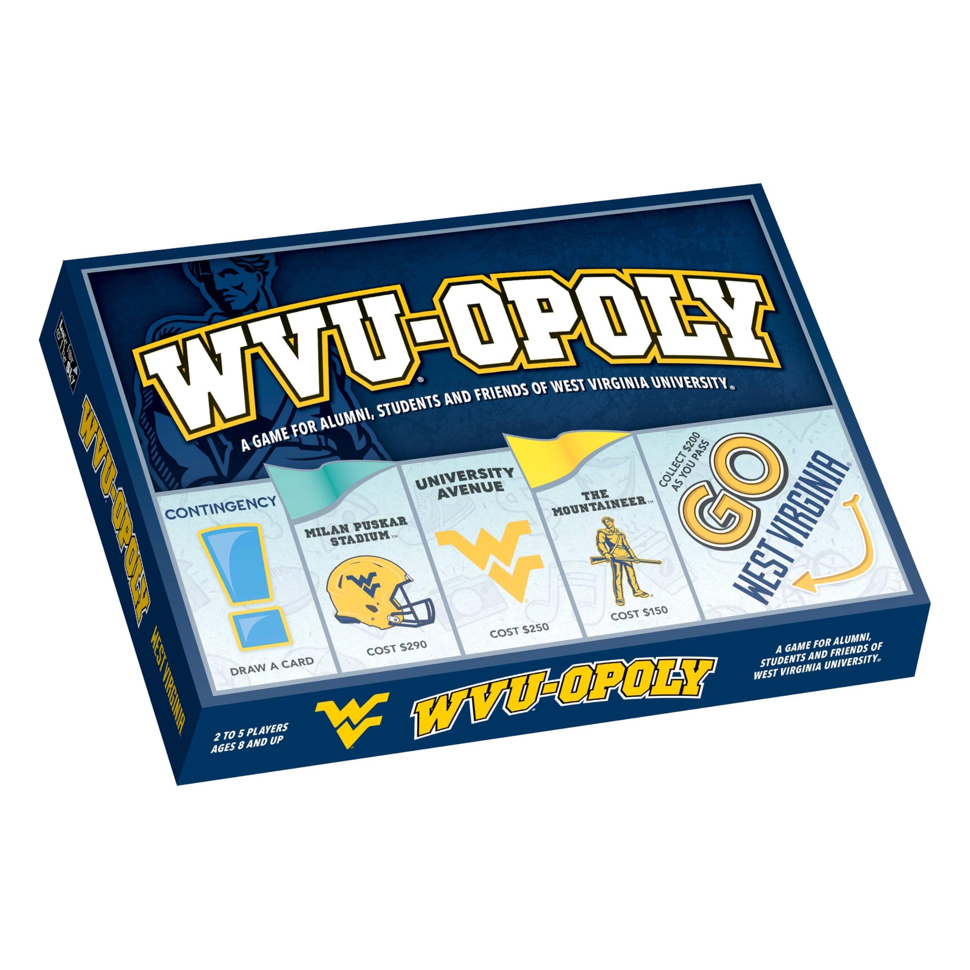 Late for the Sky West Virginia-Opoly Board Game - WVU Campus Edition, Family Strategy Game for 2-6 Players, College Town Tokens, Fast One-Hour or