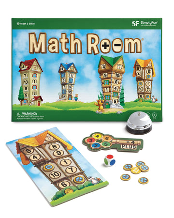 SimplyFun Math Room - Educational Game - Quick Thinking & Fun Games for Kids Ages 5 & Up - Fast Solving Addition & Subtraction Game - 2 to 4 Players