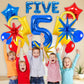 20pcs Cartoon Hedgehog Themed Party Decorations, Number 5 Red Blue Yellow Lightning Mylar Foil Birthday Balloons, 5th Boys Birthday Party Decorations