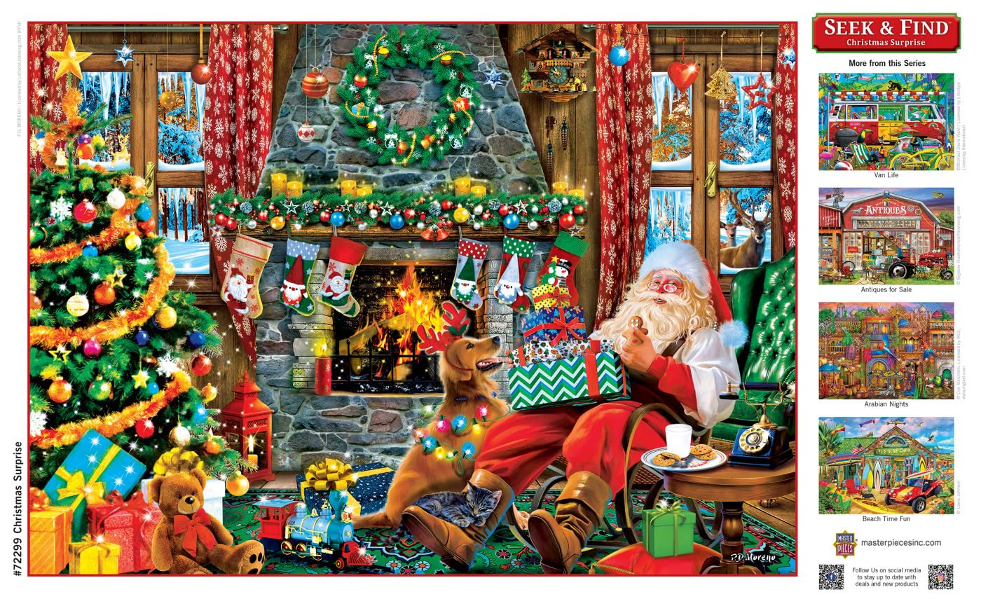 MasterPieces 1000 Piece Seek & Find Jigsaw Puzzle for Adults, Family, Or Youth - Christmas Surprise - 19.25"x26.75"
