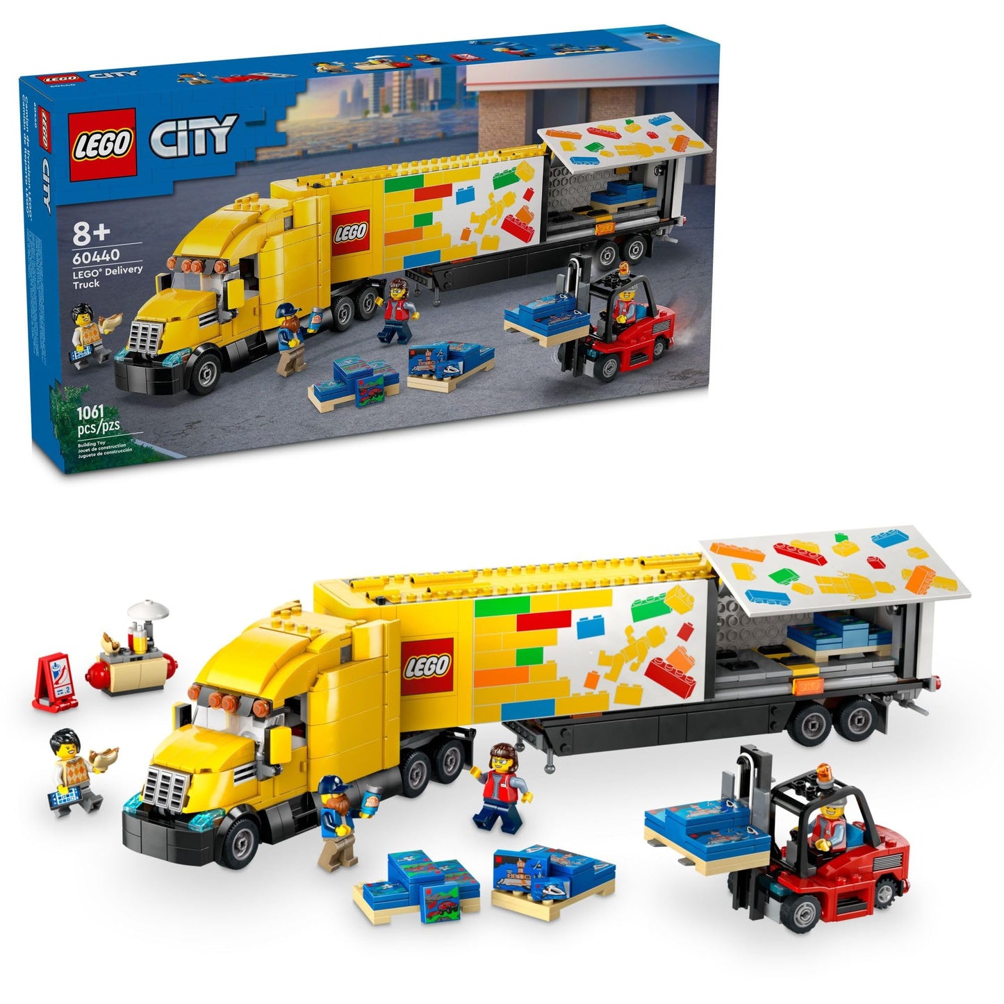LEGO City Yellow Delivery Truck Toy - Semi Truck Building Toy for Boys & Girls, Ages 8+ Years - Gift for Birthdays - Pretend Play W/ 3 Minifigures