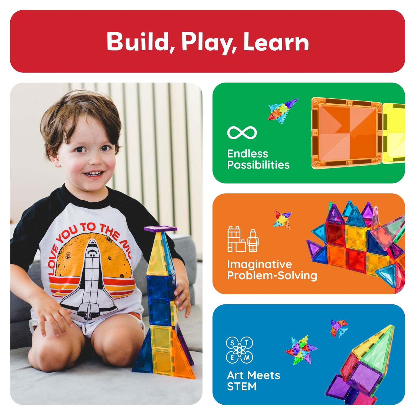 PicassoTiles Magnetic Tiles Building Blocks Mini Size Diamond Series Magnet Toys Travel Size On-The-Go Magnets Construction Sensory Toys Gifts