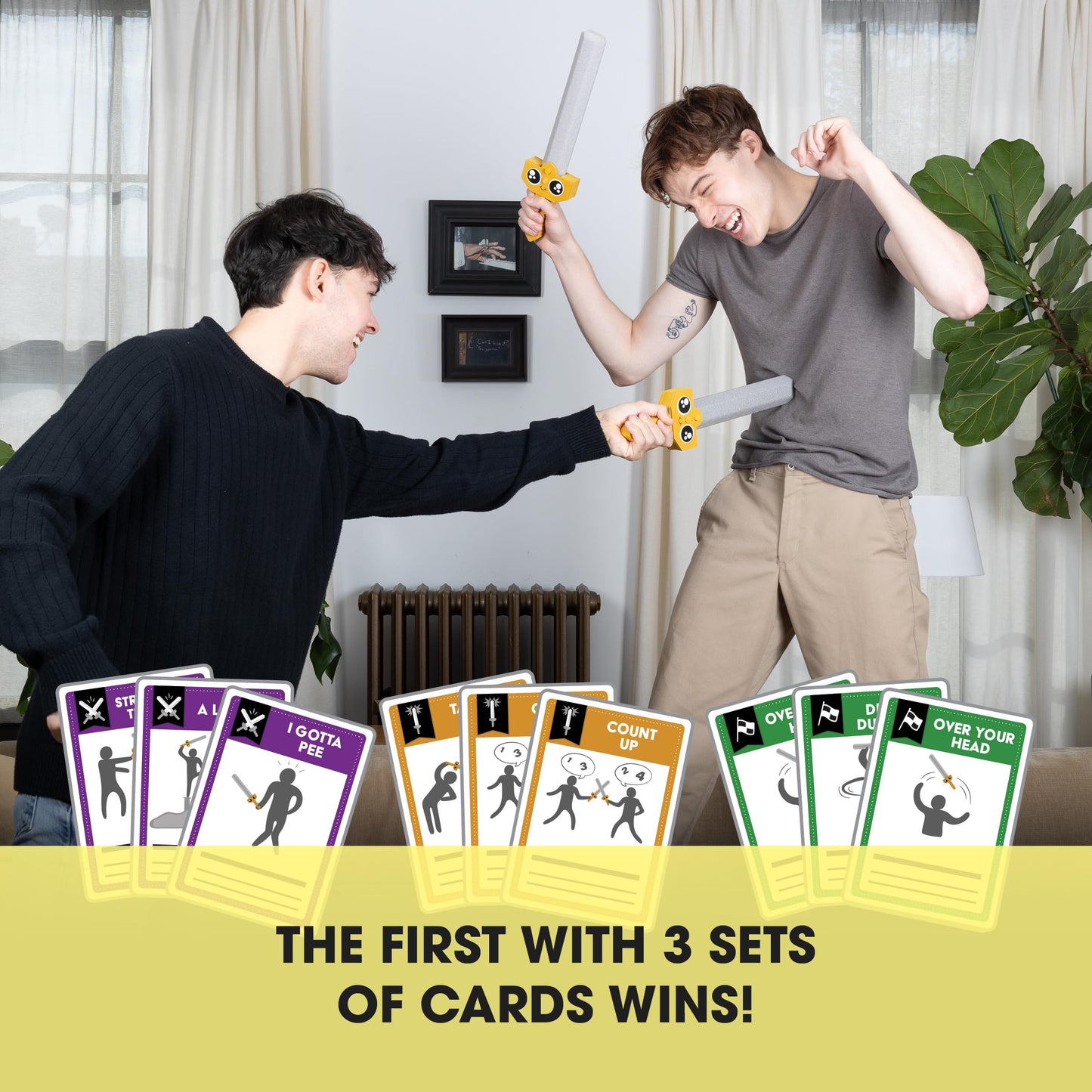 Exploding Kittens Let's Hit Each Other with Fake Swords 3-6 Players - Ages 7+ - 15 Minutes to Play - A Sword Fighting Card Game - Party Game, Family
