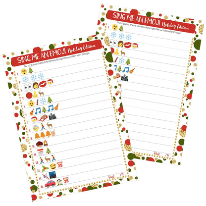 DISTINCTIVS Christmas Emoji Song Game, Sing Me an Emoji Christmas Party Game - Guess the Holiday Carol for Kids, Adults, Family & Groups - 25 Cards