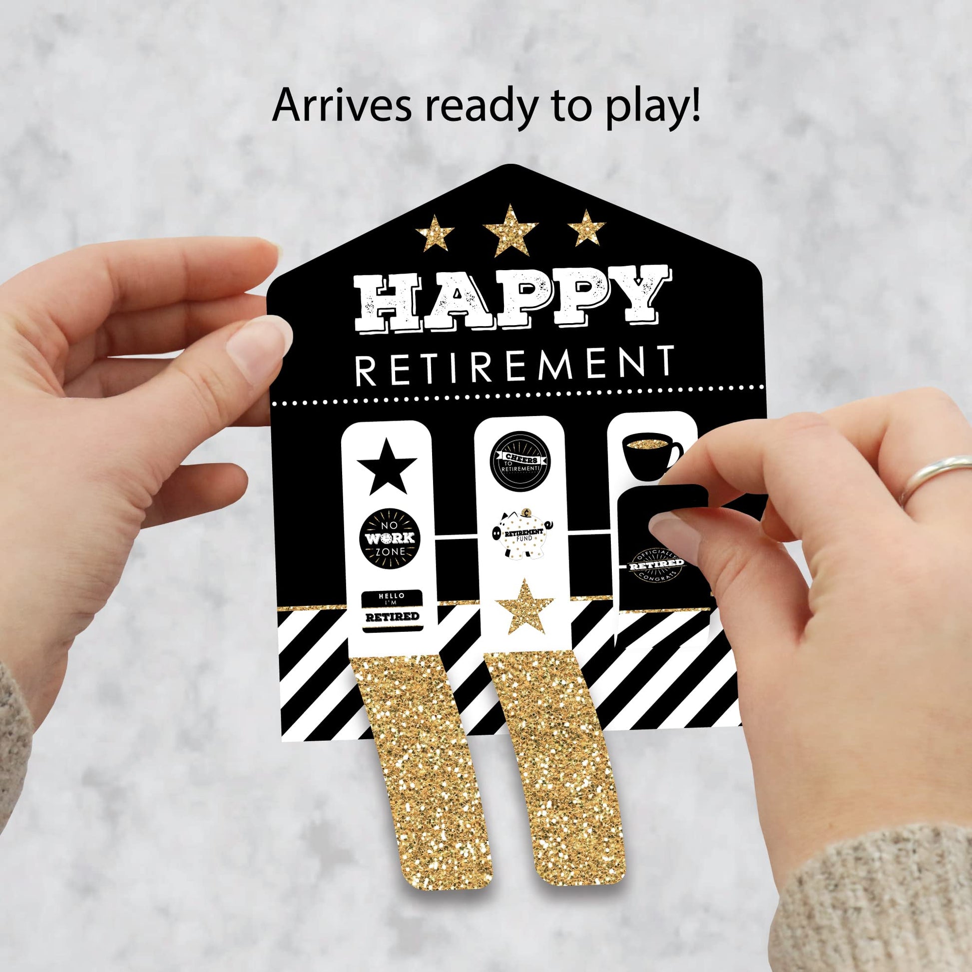 Big Dot of Happiness Happy Retirement - Retirement Party Game Pickle Cards - Pull Tabs 3-in-a-Row - Set of 12