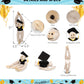 DolliBu Long Arm Hanging White Squirrel Monkey Graduation Plush Toy - Soft Graduation Stuffed Animal Dress Up Gown and Cap with Tassel - Gift