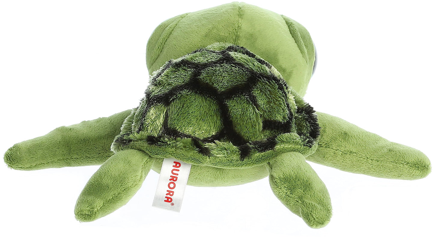 Aurora® Enchanting Dreamy Eyes™ Slide Sea Turtle Stuffed Animal - Captivating Gaze - Aesthetic Appeal - Green 11 Inches