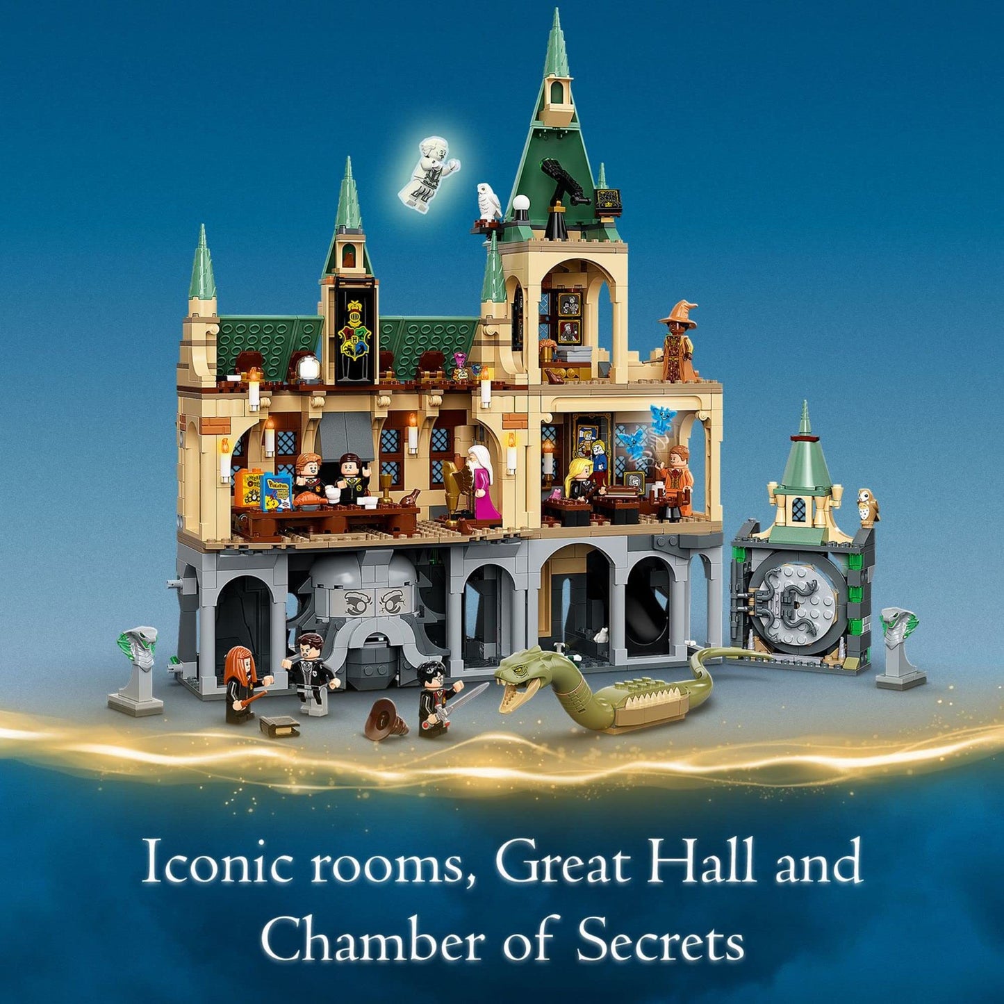 LEGO Harry Potter Hogwarts Chamber of Secrets 76389 Castle Toy with The Great Hall, 20th Anniversary Model Set with Collectible Golden Voldemort