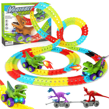 Valentines Day Gifts for Kids, Dinosaur Train Set,Boys Valentine Gifts Dinosaur Train Toys, 360° Electric Climbing Dinosaur Car Race Tracks with Sound