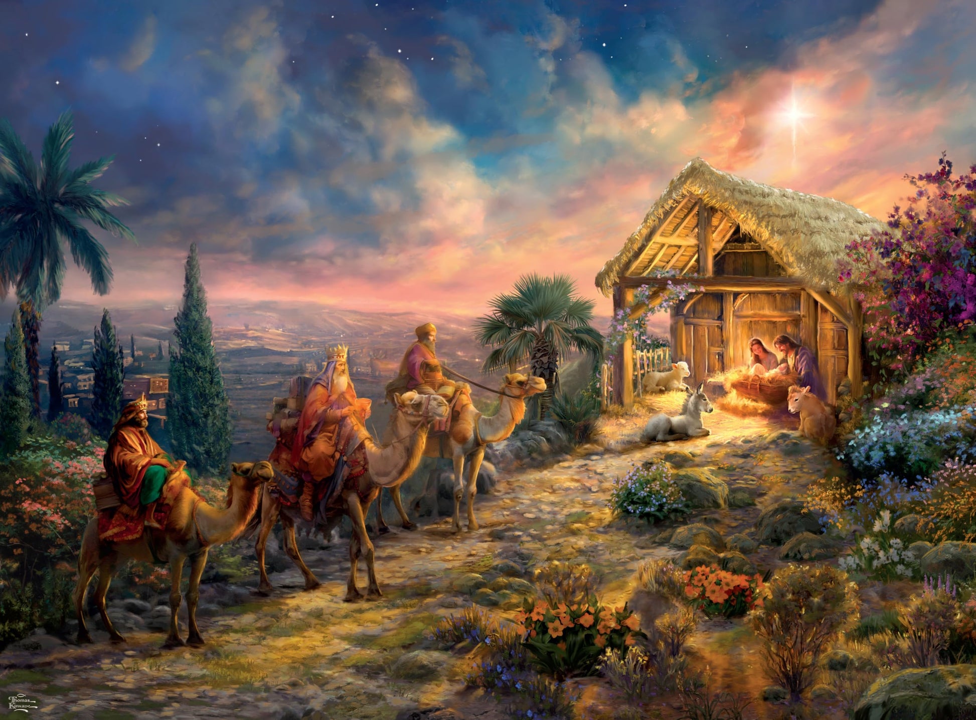 CEACO Thomas Kinkade, Away in a Manger, 1000 Piece Adult Jigsaw Puzzle
