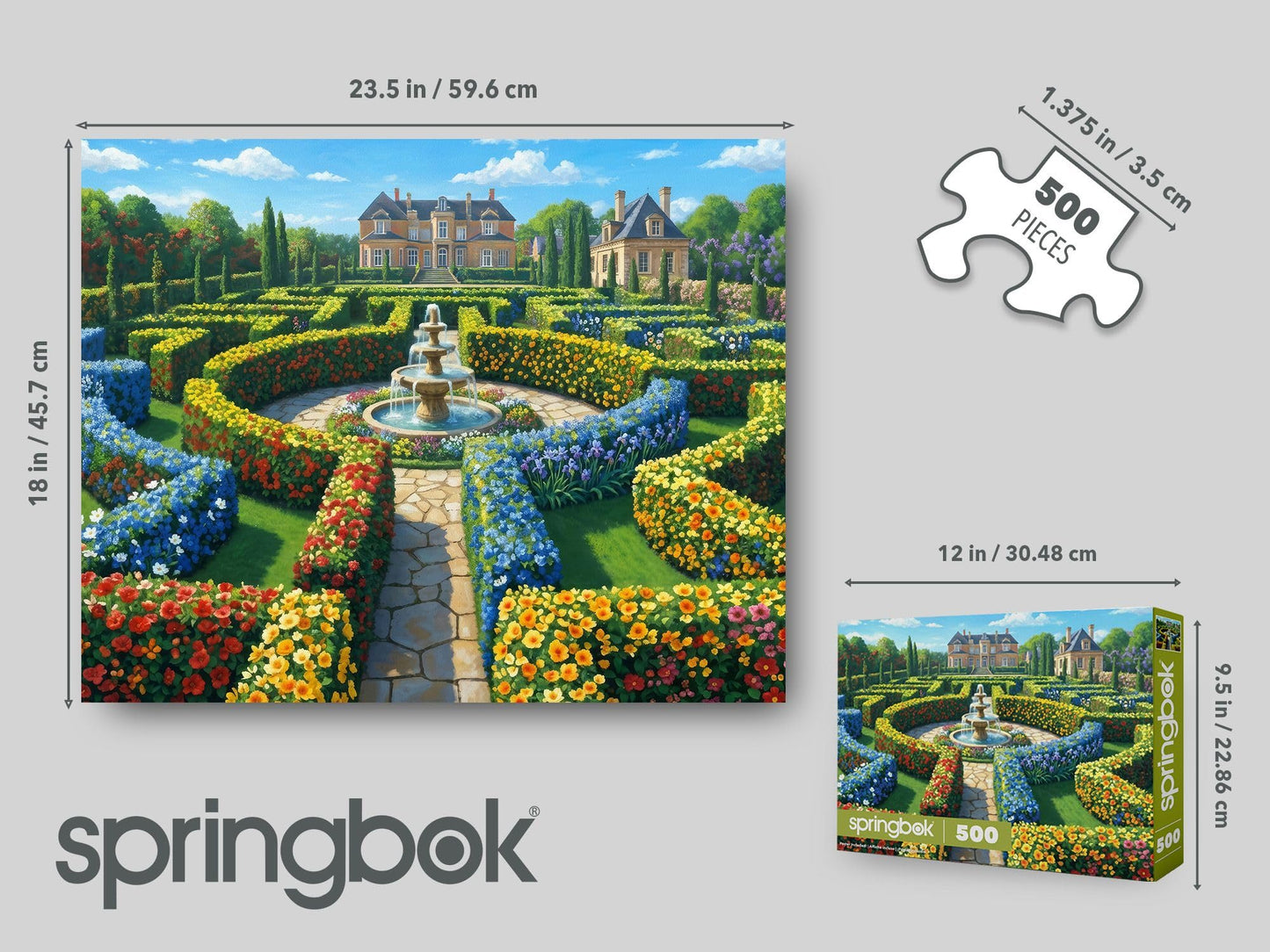Springbok The English Garden 500 Piece Jigsaw Puzzle for Adults - Cottage Garden Landscape Puzzle - Poster Now Included - Unique Cut Pieces - Made in