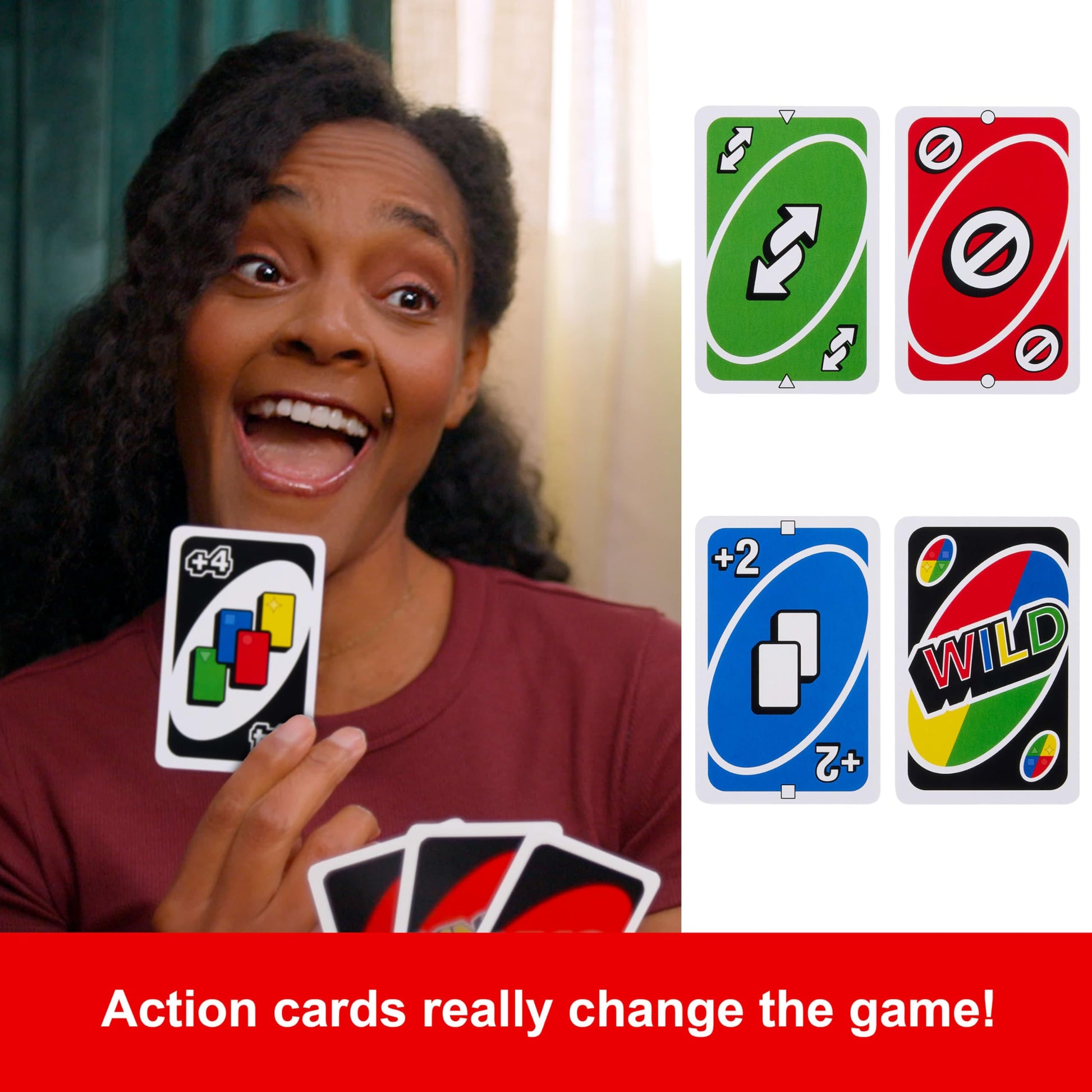 Mattel Games UNO Card Game for Kid, Adult & Family Nights & Parties, Travel & Vacations, Color Blind Accessible & Customizable Deck (Amazon Exclusive)