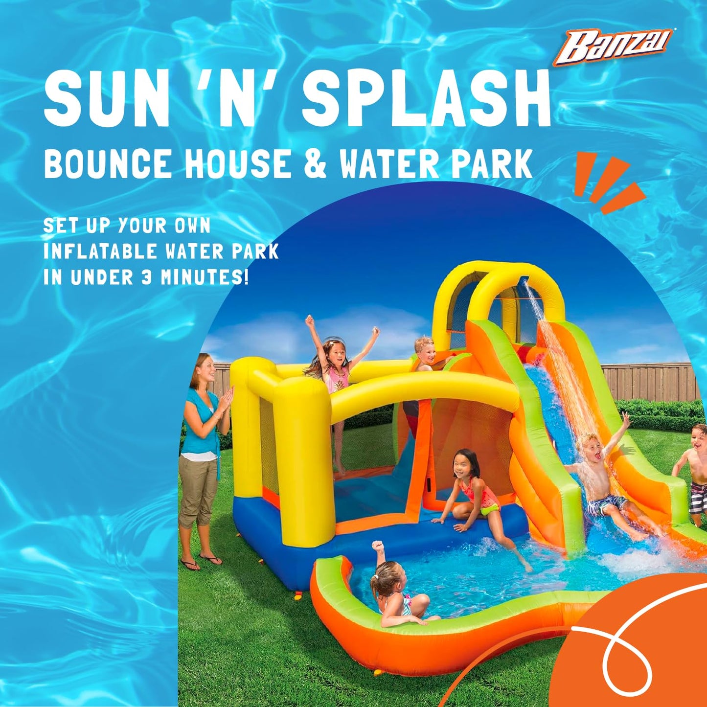 Banzai Sun N Splash Fun Park - Inflatable Water Slide - Ages 5+