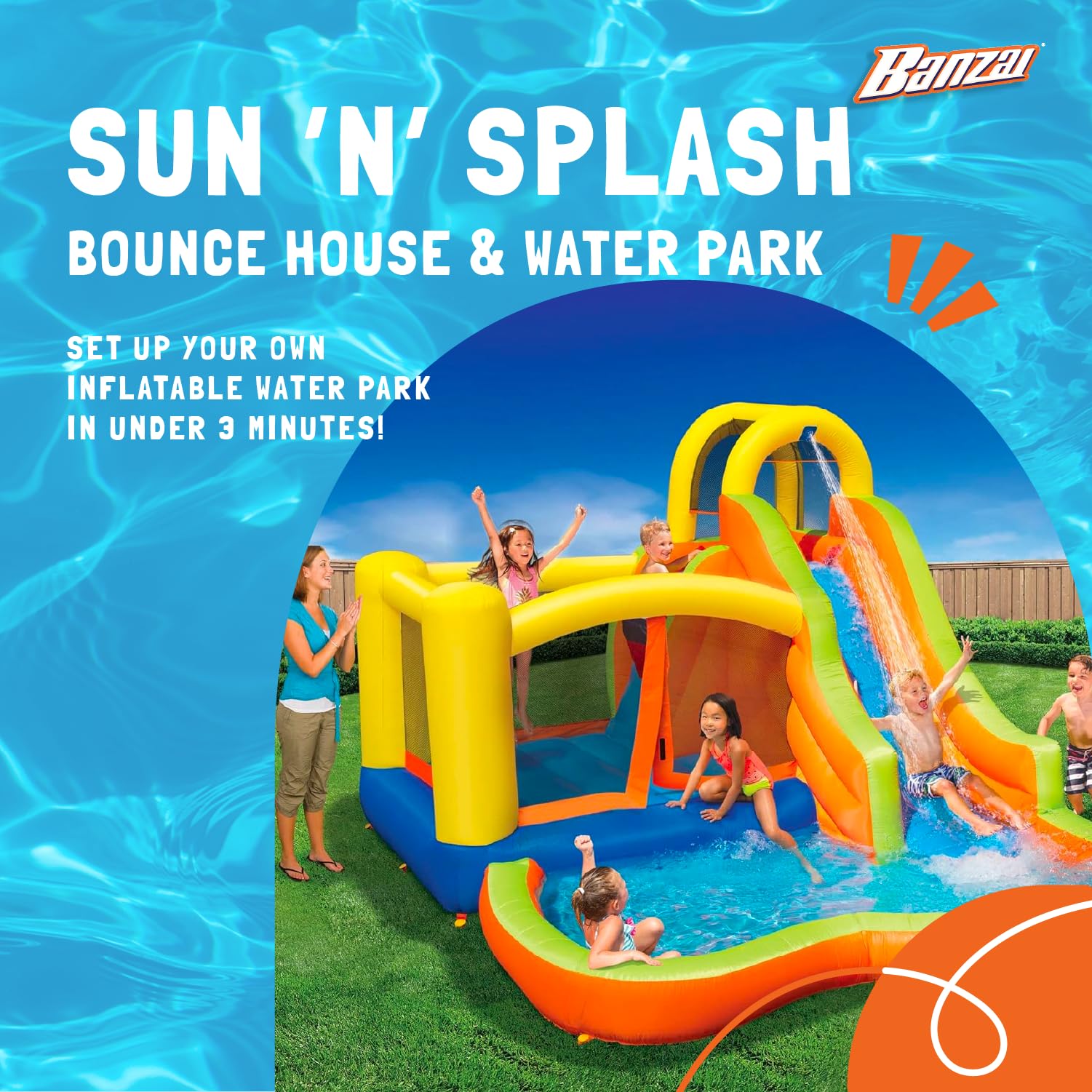 Banzai Sun N Splash Fun Park - Inflatable Water Slide - Ages 5+