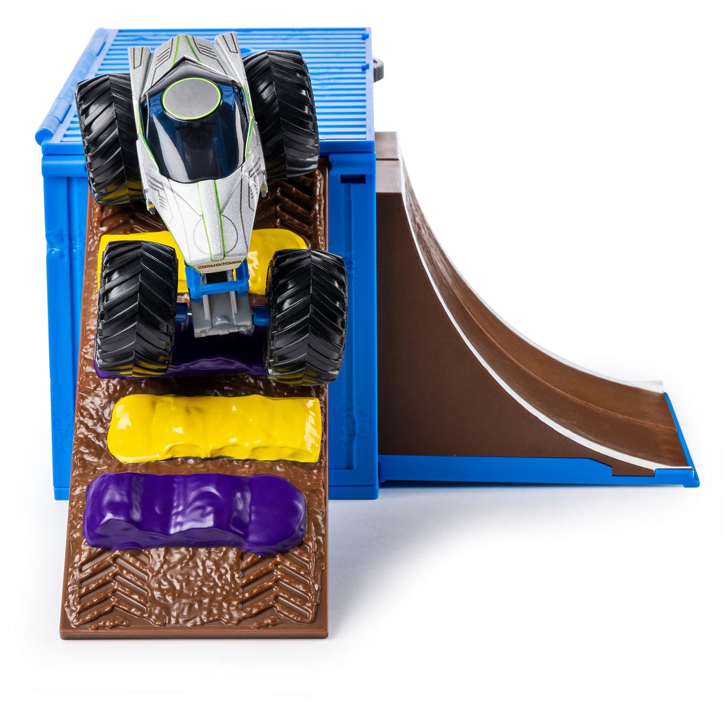 Monster Jam Ship It & Flip It Transforming Playset with 1:64 Die-Cast Truck, Multicolor