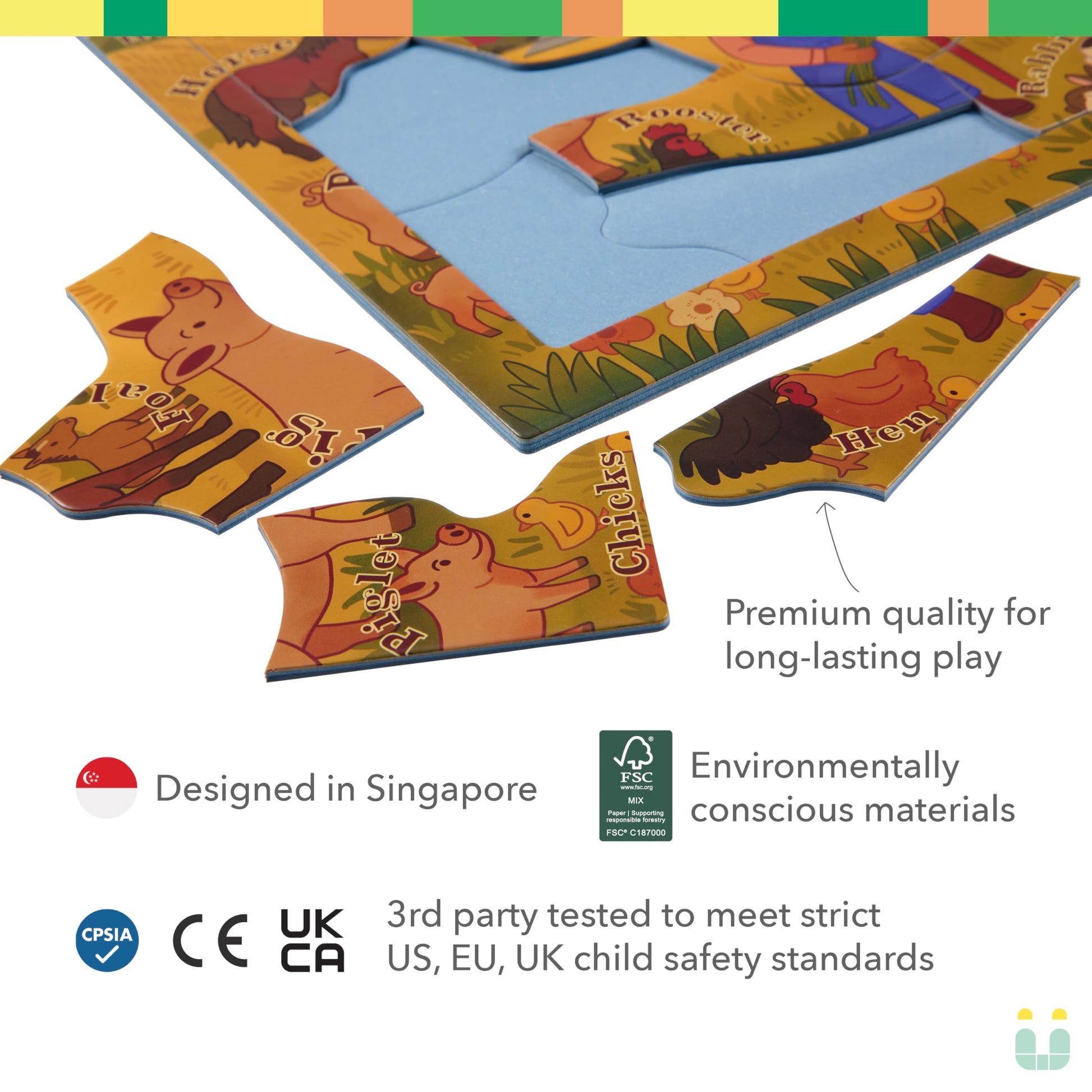 Play Fully ‘Day at the Farm’ 25 Piece Puzzle with Frame for Kids Ages 3-5 | Lost Piece Guarantee | Unique Shapes | Child-Centric Design | Educational