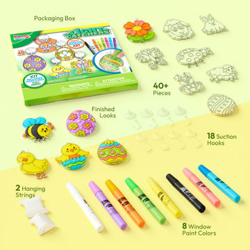 Klever Kits 18 Pcs Easter Suncatchers Crafts Set, Suncatcher Window Art Craft Kit for Kids Art & Home School Activities Party Favor Easter Party