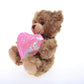 Plushland Stuffed Mocha Heart Bear - Plush Bear Toy for Kids & Adults - Embroidered Heart Pillow - Brown-6 inches (Pink Heart)