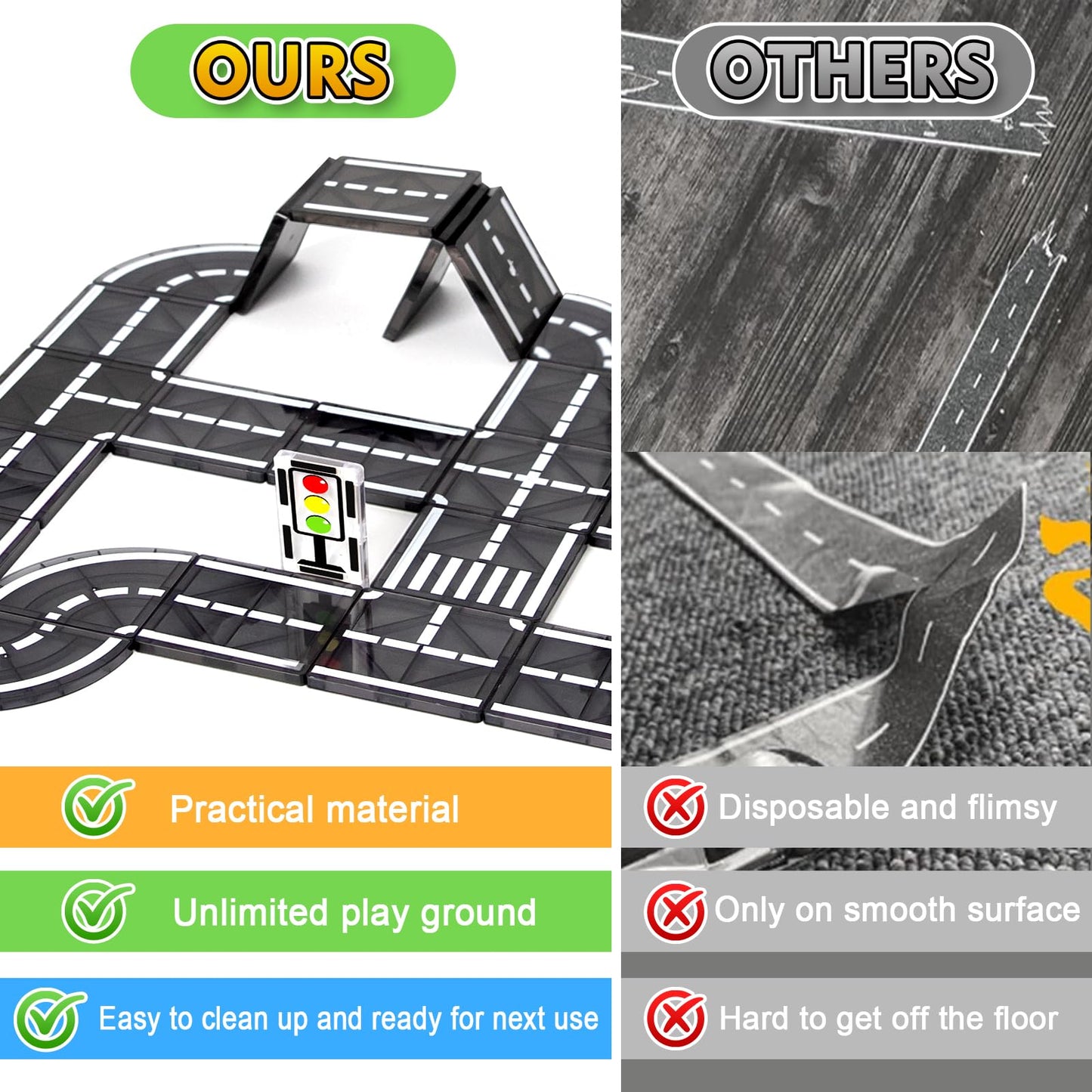 Magnetic Tiles Road Expansion Set for 3+ Year Old Boys & Girls