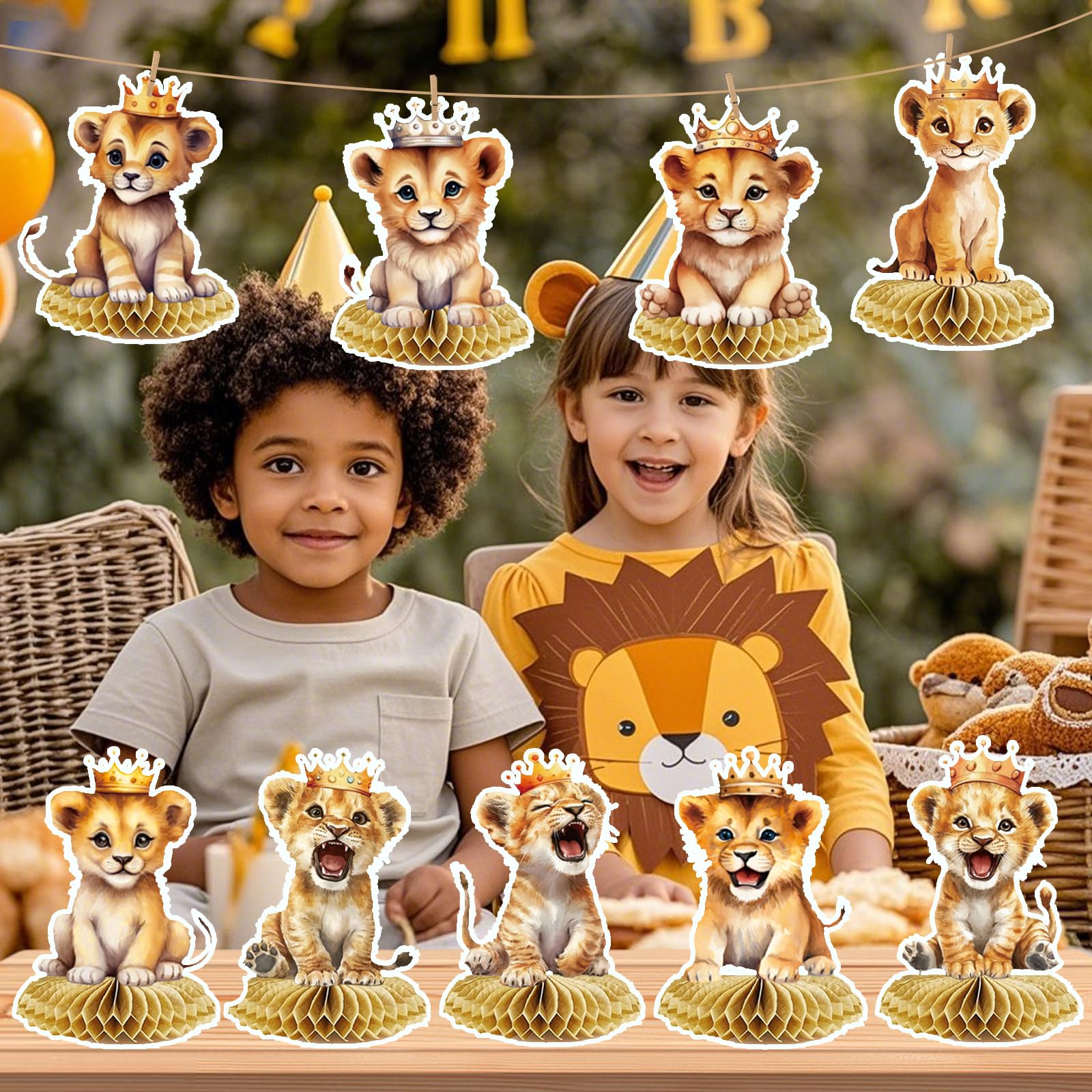 Lion Baby Shower Decorations? Lion Birthday Party Decorations Honeycomb Centerpieces Safari Centerpieces for Tables for Boy Girls Birthday Party
