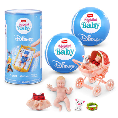 My Mini Baby Disney 2 Pack by ZURU - Collectible Disney Baby Doll Mystery Capsule with Accessories, Realistic Miniature Toy for Girls Ages 3+