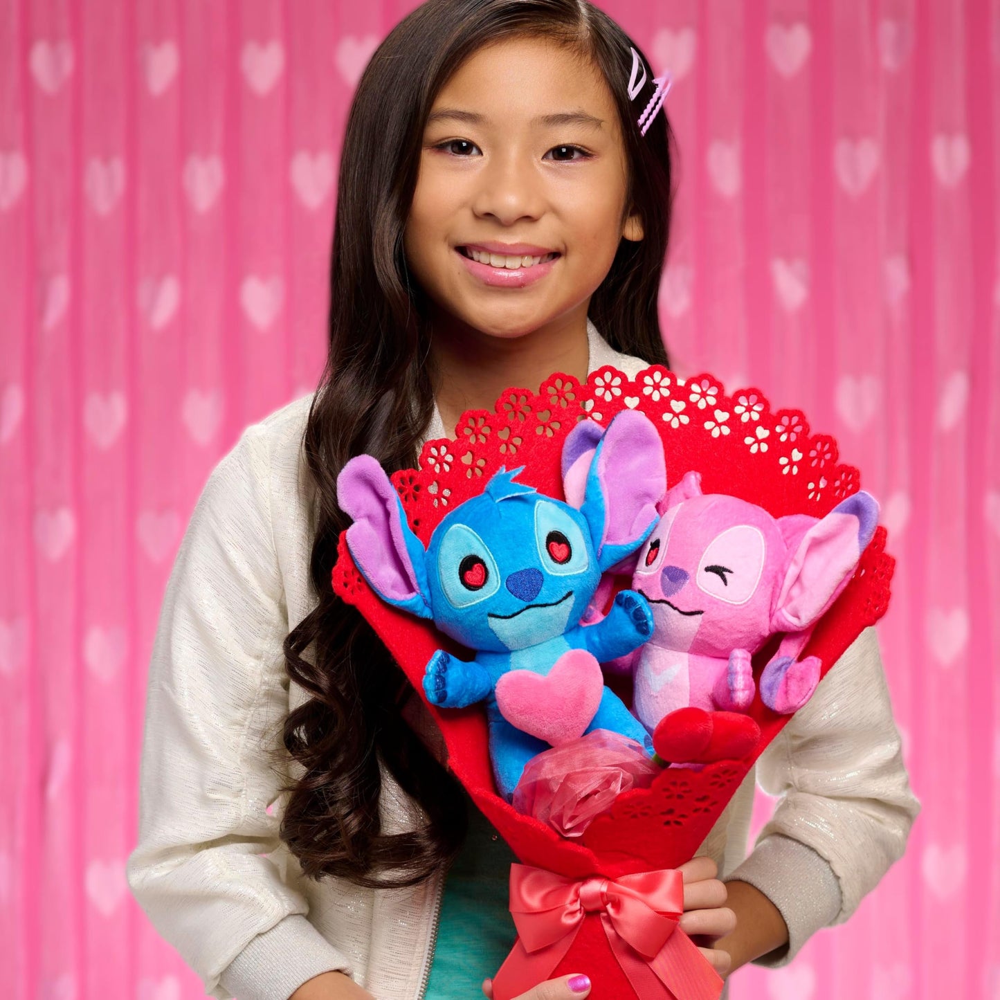 Disney Stitch Valentine 13.5-inch Medium Plush Bouquet, 4 Stuffed Animals Included, Kids Toys for Ages 3 Up by Just Play