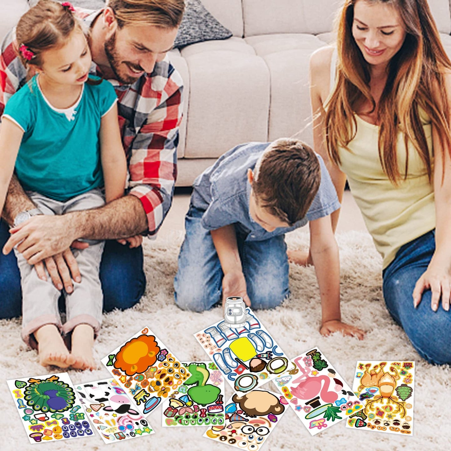 100 Sheets Make Your Own Animal Face Stickers for Kids 25 Designs
