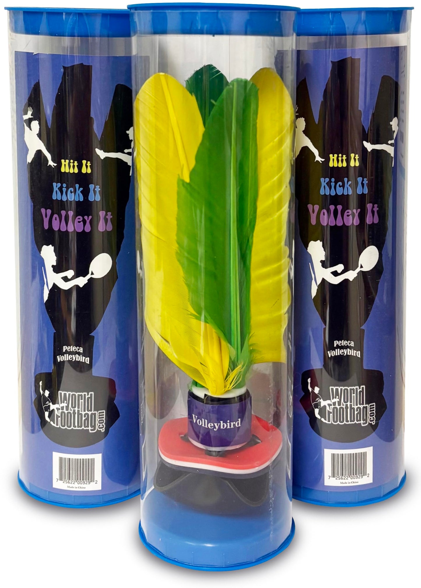 World Footbag Volleybird 3-Pack Peteca Flyer Shuttlecock, Multicolor