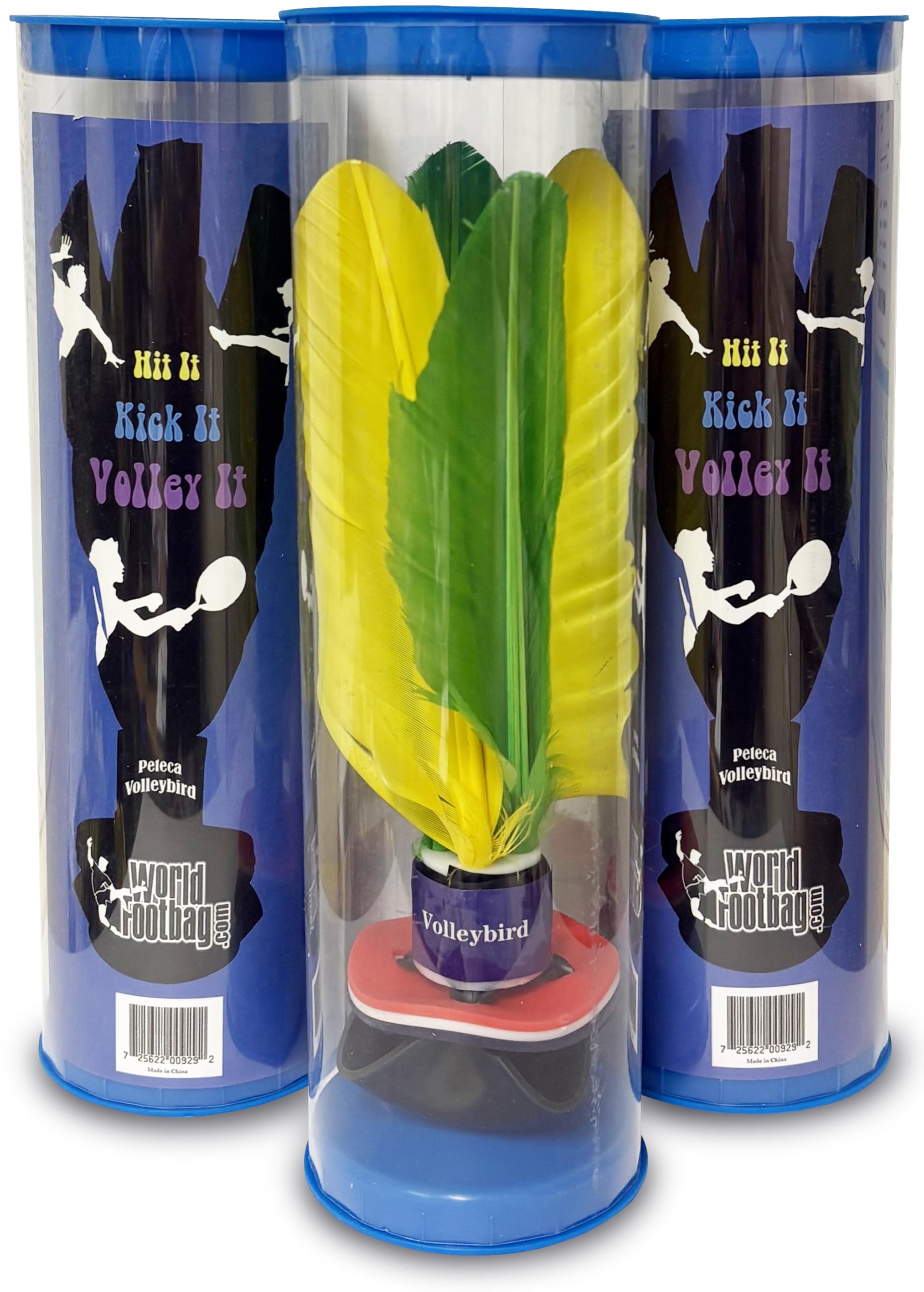 World Footbag Volleybird 3-Pack Peteca Flyer Shuttlecock, Multicolor