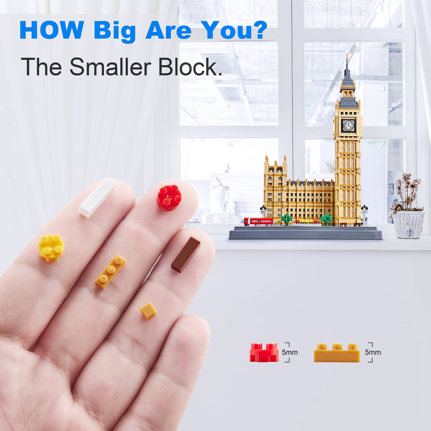 Big Ben Building Block Set, London Architecture Micro Blocks Kit with Clock Tower Model, Creative Construction for Home Office Decor, Unique Gift