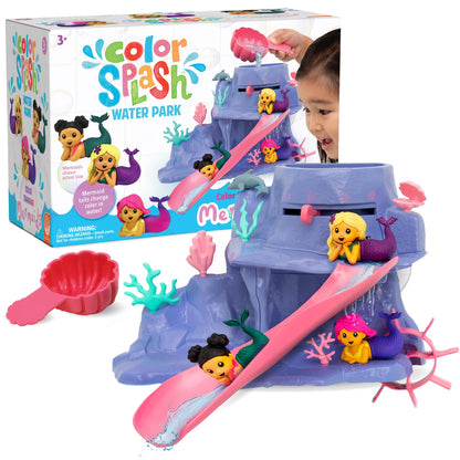 MindWare Mermaid Color Splash Water Park Bathtub Playset - Interactive Bath Toys with Color Changing Mermaid Doll Figures - Gift for 3 Year Olds