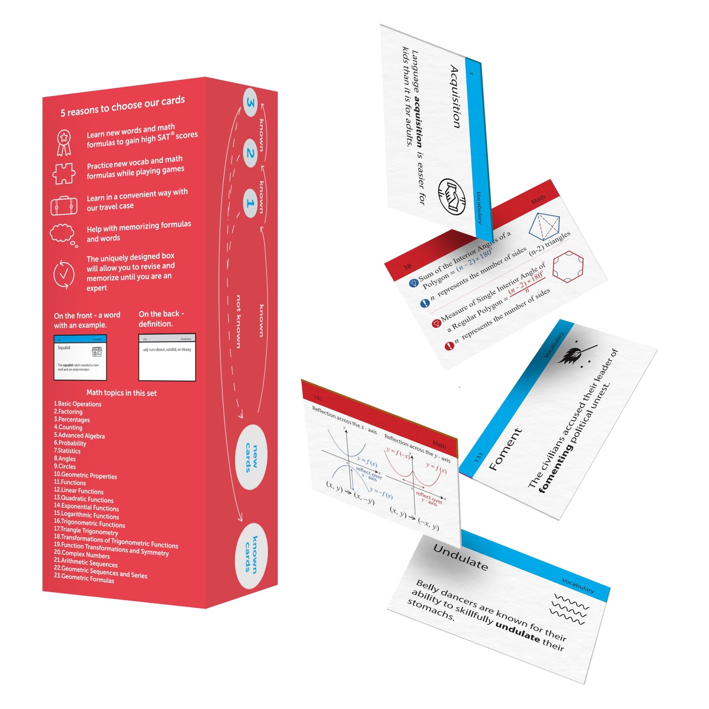 SAT Flash Cards 2026-2027 | 400 SAT Vocabulary + SAT Math Flash Cards | SAT Prep | SAT Math Cards | SAT Vocab Cards | SAT Prep Cards | SAT Words | SAT