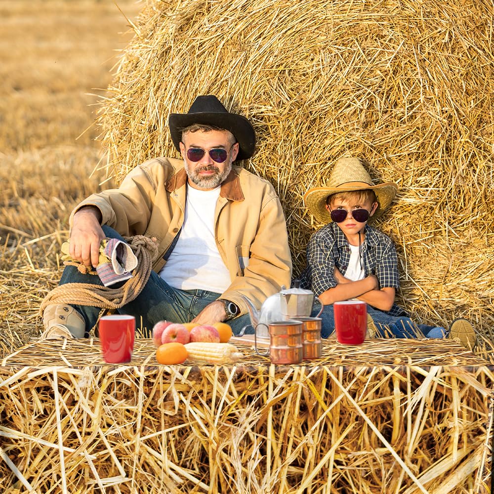 Pymurod 3pcs Straw Tablecovers Farm Hay Tablecloth Starw Hay Bales Decoration for Table Western Cowboy Theme Birthday Party Decorations Hawaiian Luau