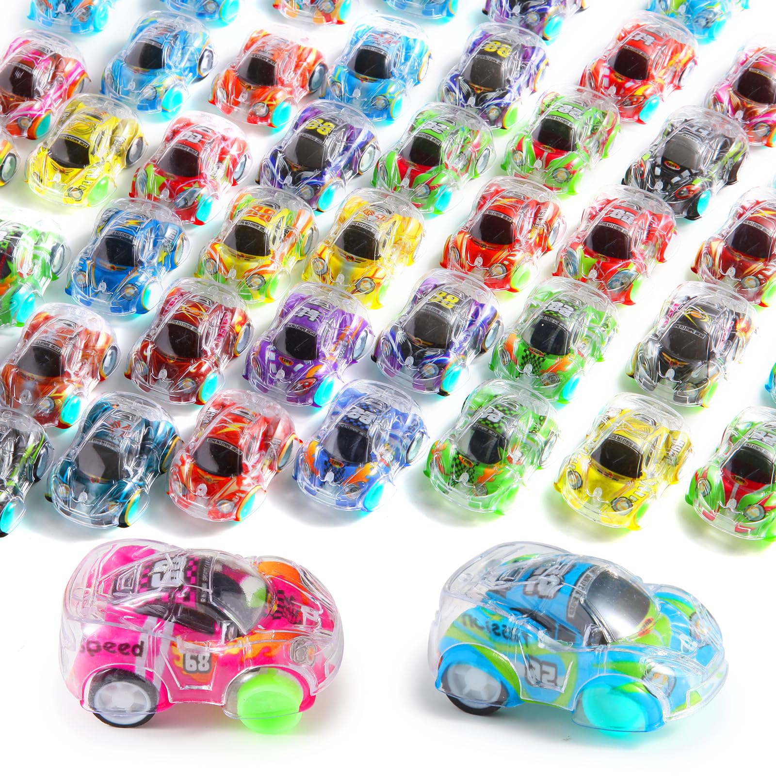 Benzem 50 Pcs Mini Pull Back Cars Set, Pull Back Racing Vehicles for Kids Toddlers, Bulk Toys Party Favors Treasure Box, Classroom Prizes, Pinata