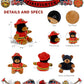 DolliBu Black Bear Firefighter Stuffed Animal with Name Personalization - Super Soft Bear with Red Fireman Costume Outfit and Fireman Hat, Cute Fire
