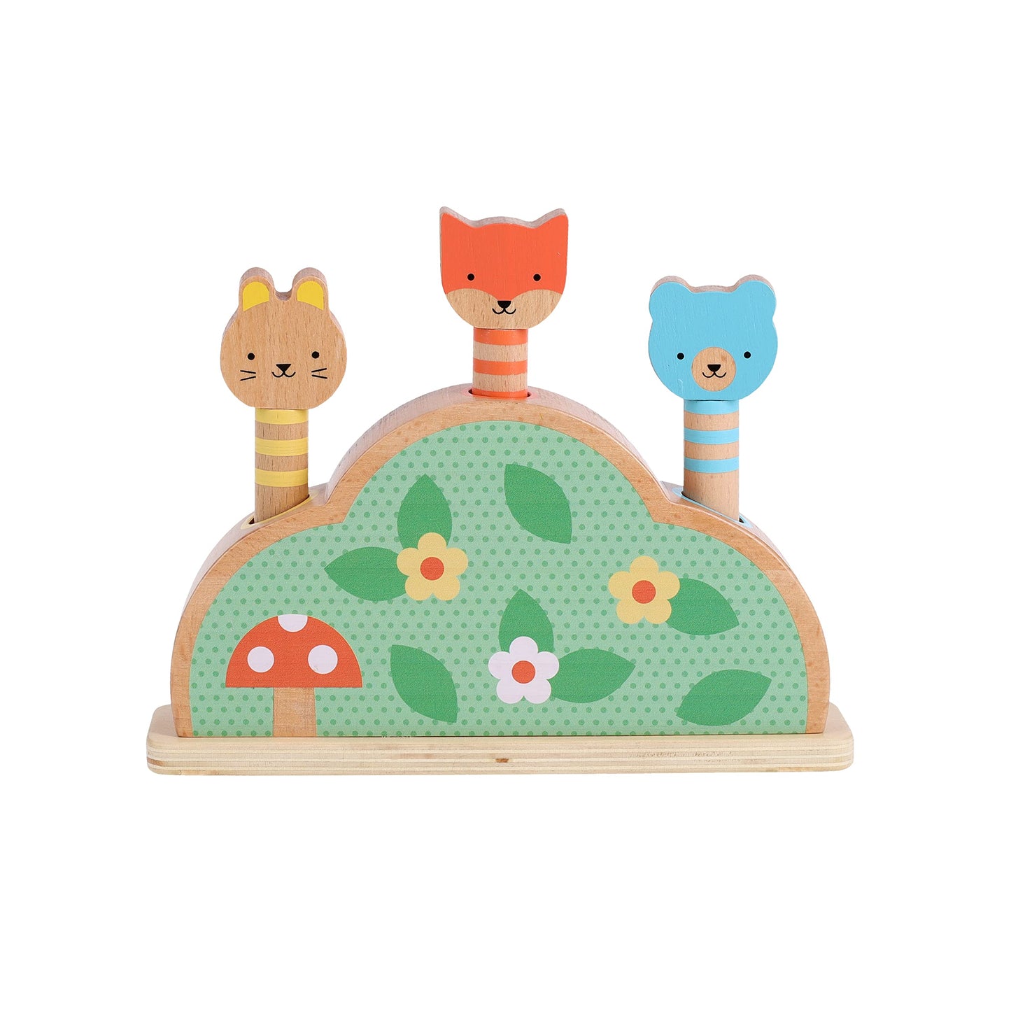 Petit Collage: Petit Friends Wooden Pop-Up Toy - FSC Wooden Toy with 3 Cute Woodland Characters - Perfect for Ages 1+