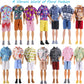 E-TING 10-Item Fantastic Pack = 1 Black-tie Suit with a Shirt + 3 Sets of Casual Wear Clothes Outfit + 1 pc Swim Trunks + 5 Pairs Shoes for 12inches